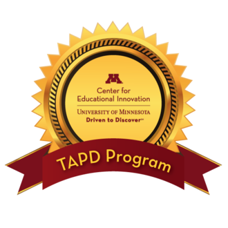 Badge indicating it is from Center for Educational Innovation for the TAPD Program Badge